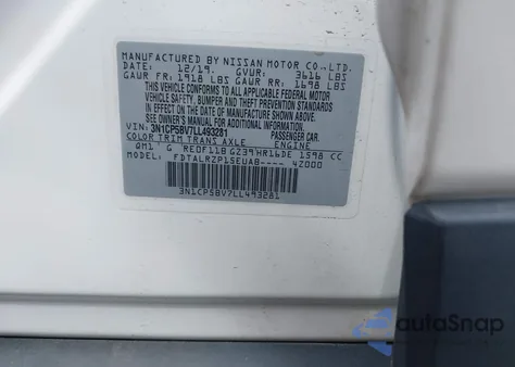 2020 Nissan Kicks S из США, поврежденный, VIN 3N1CP5BV7LL493281